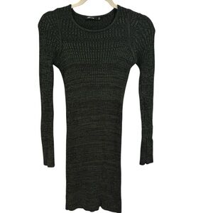 Obey Dark Green Marl Ribbed Knit Long Sleeve Bodycon Dress